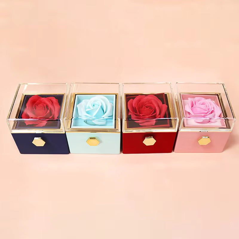 Rotating Rose Jewelry Box - Ring & Necklace Display