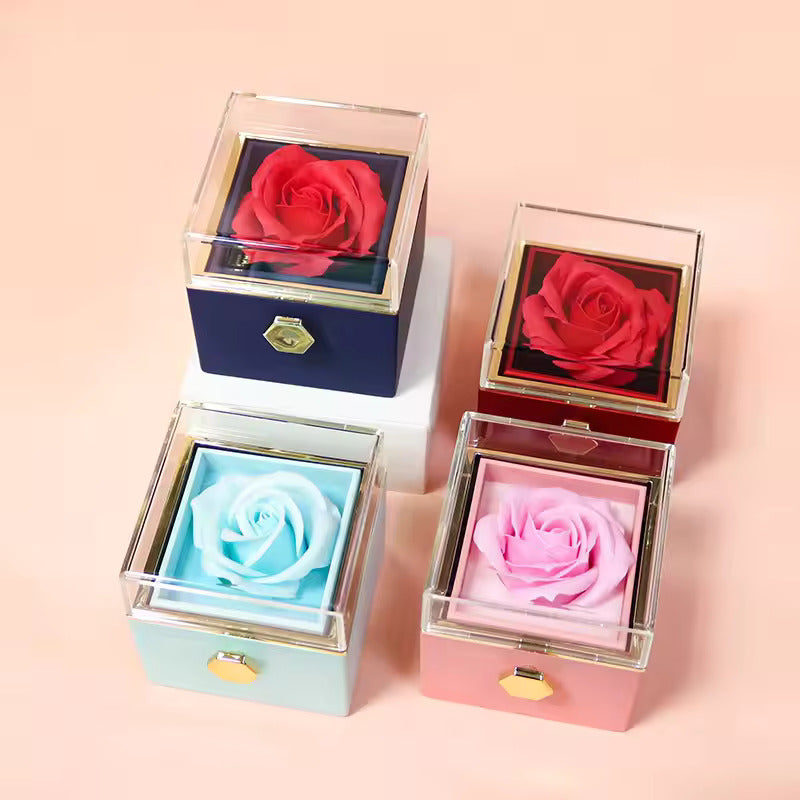 Rotating Rose Jewelry Box - Ring & Necklace Display