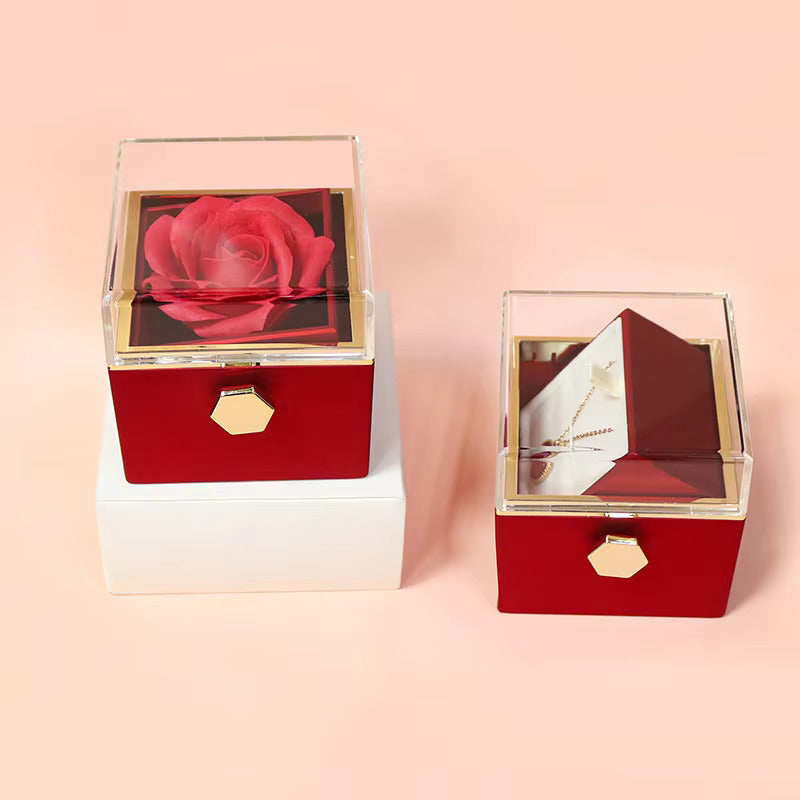 Rotating Rose Jewelry Box - Ring & Necklace Display