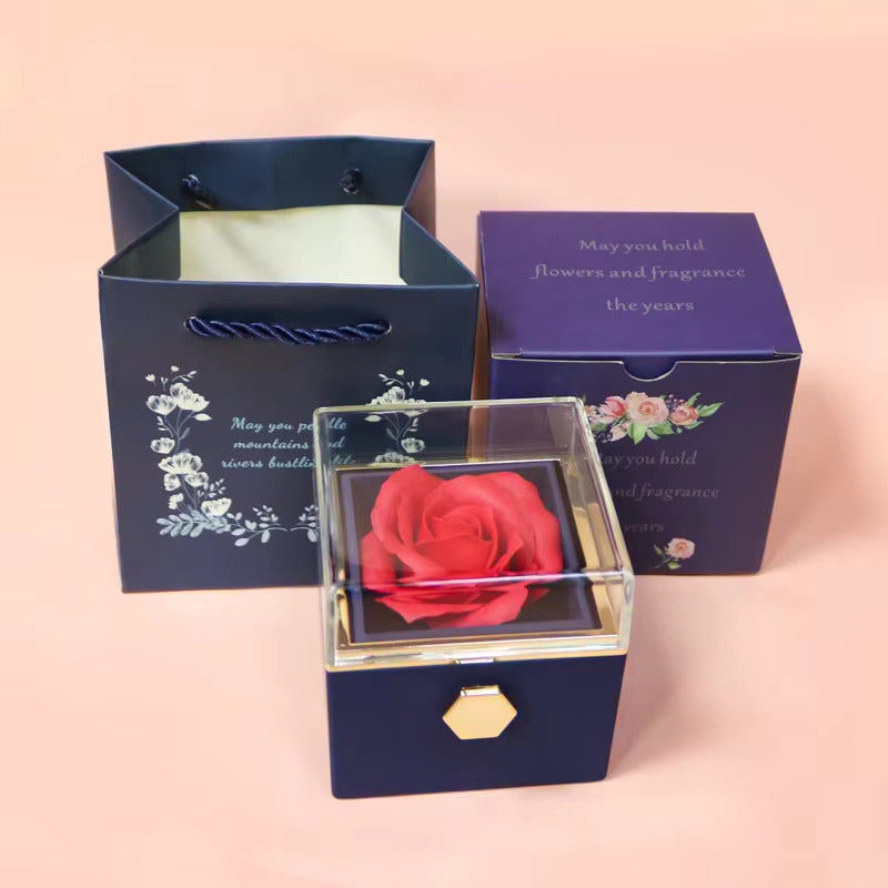 Rotating Rose Jewelry Box - Ring & Necklace Display