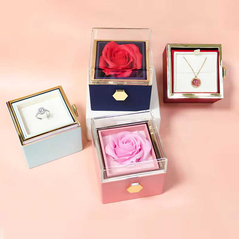 Rotating Rose Jewelry Box - Ring & Necklace Display